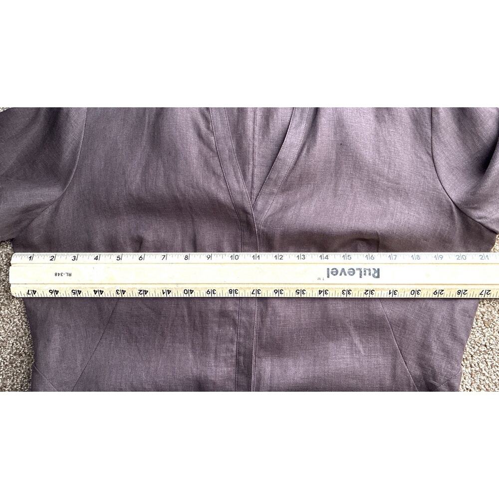 Lafayette 148 New York 100% Linen Brown Hidden Btns Jacket Sz 12 Relaxed A-Line - Picture 9 of 10